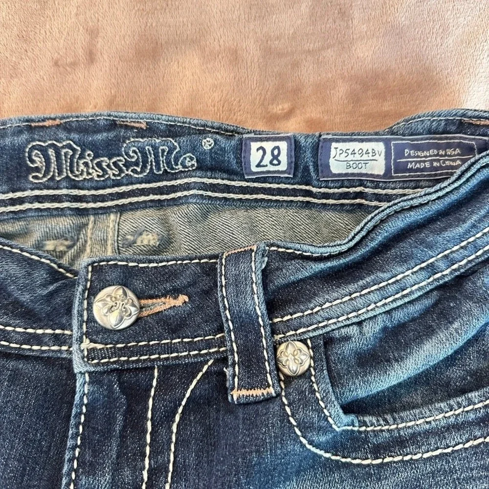 Miss Me Women's Signature Boot‎ Jeans Style JP5494BV 28 Cross Bling Y2K Western
